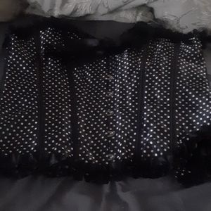 Polka dot ruffled satin corset